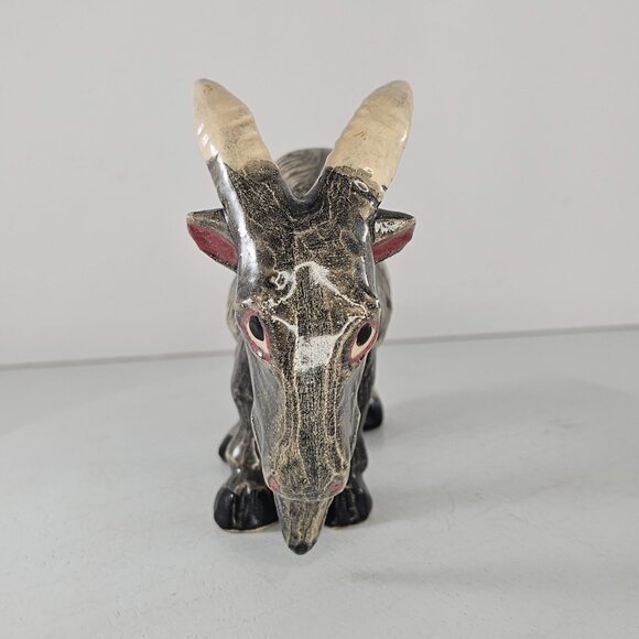 Ceramic Oscar The Billy Goat Figurine Gray Painted - Picture 3 of 9